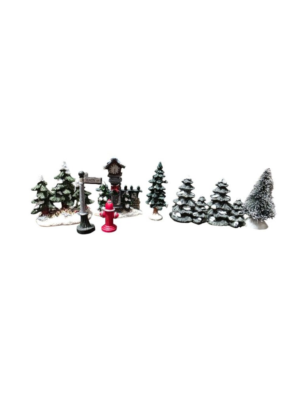 Christmas Village Accessories Trees Lamp Post  Fire Hydrant Lot